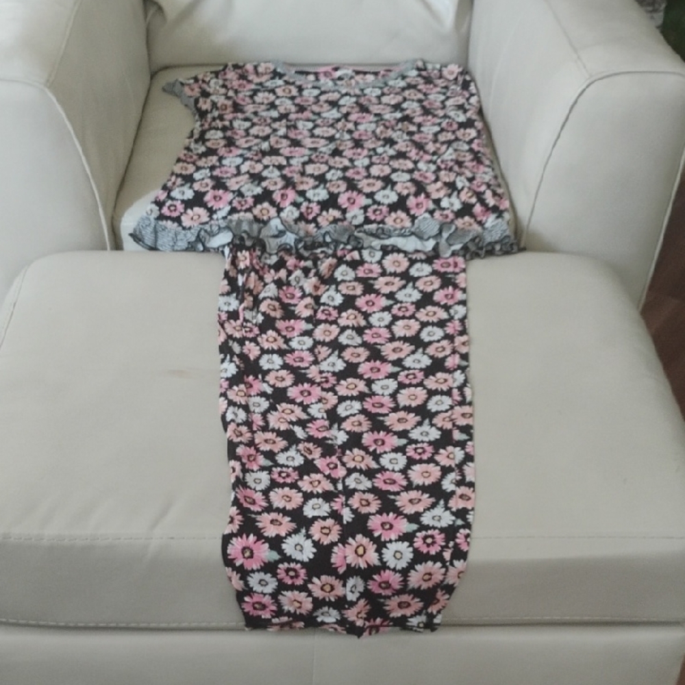 Floral Black and Pink Pajama Set